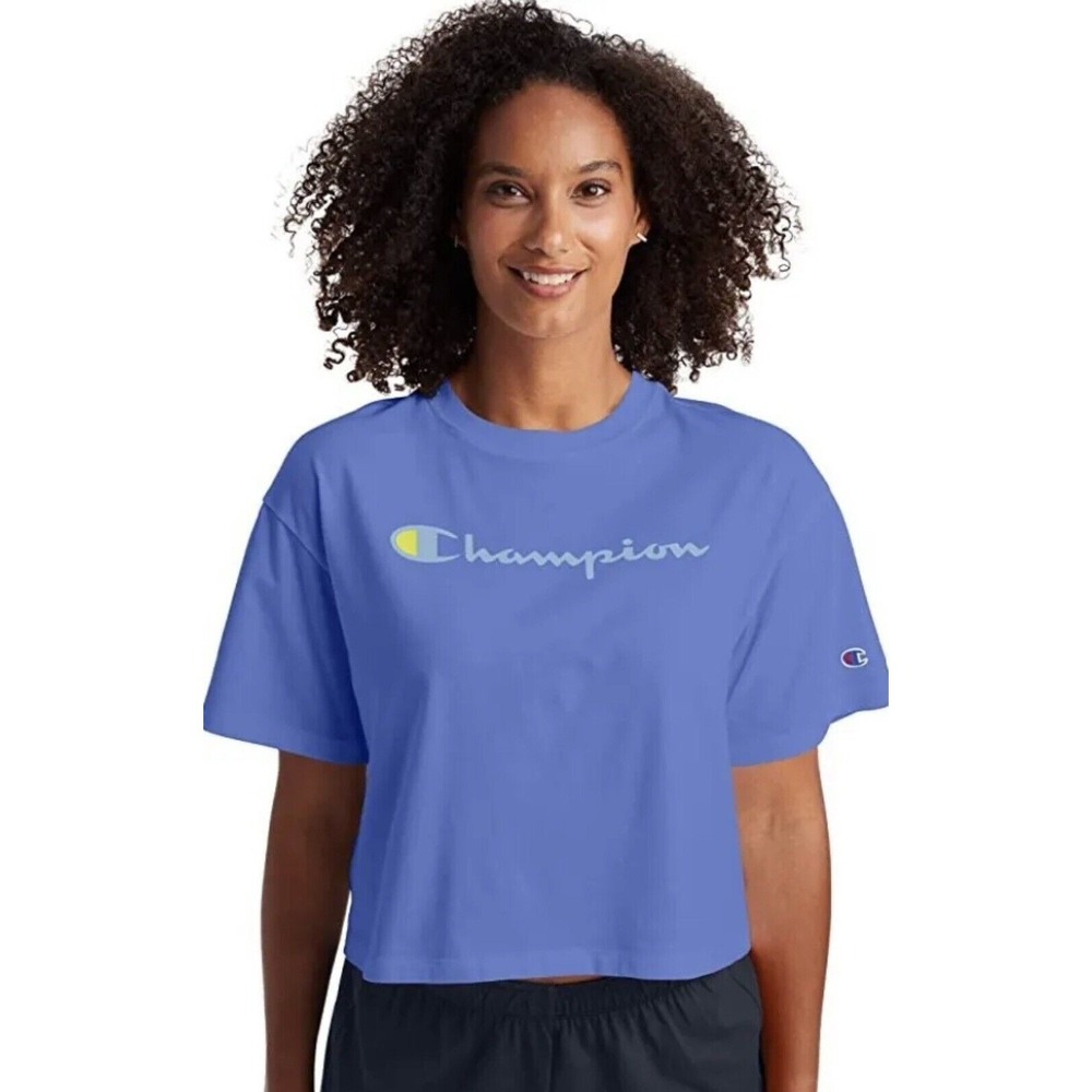 Champion Women's Cropped‎ Tee Shirt XS Blue NWT